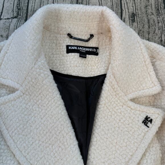 KARL LAGERFELD PARIS Women's XL Double-Breasted Overcoat Wool Blend - Picture 3 of 16